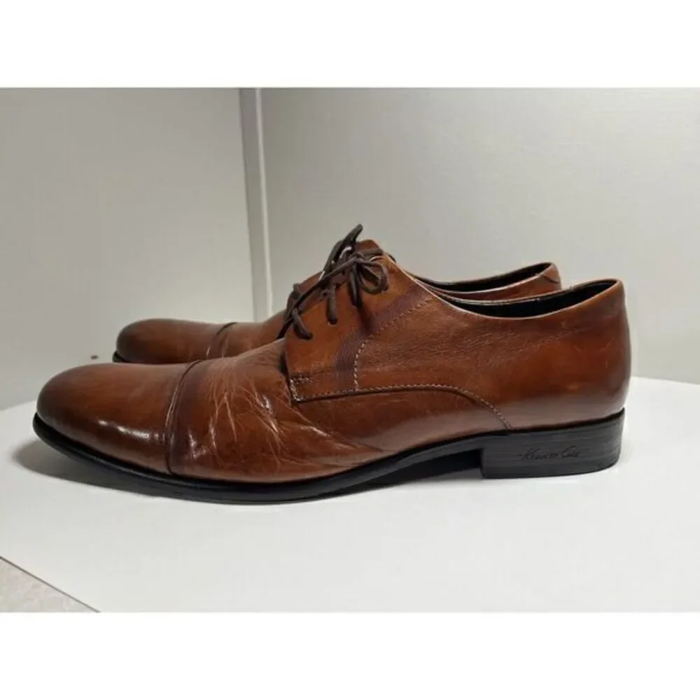 Kenneth Cole New York Men's Army Chief Li Cap‎ Toe Oxfords Cognac Shoes 10M